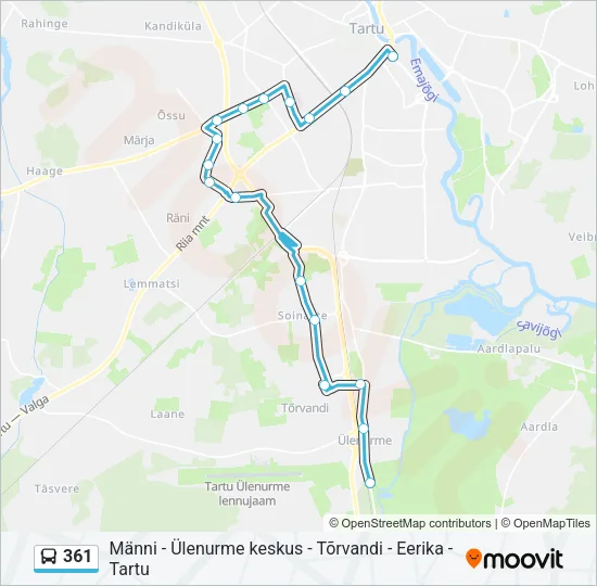 Автобус 361: карта маршрута