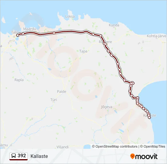 392 Bus Line Map