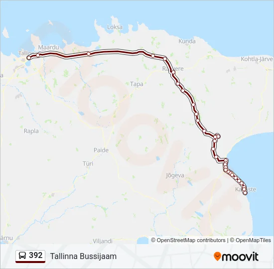 392 Bus Line Map