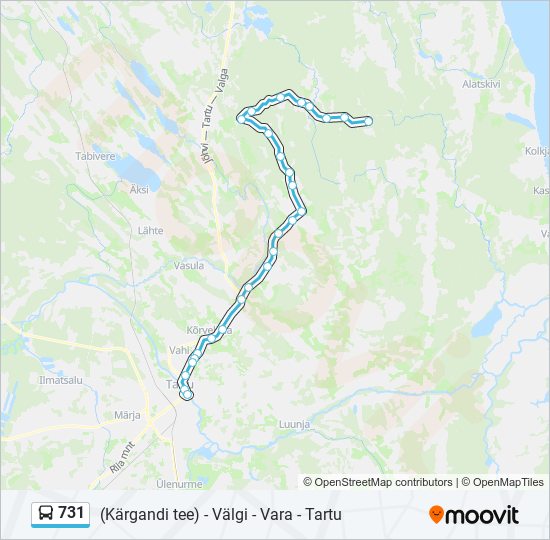 Автобус 731: карта маршрута