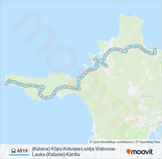 Автобус 6519: карта маршрута