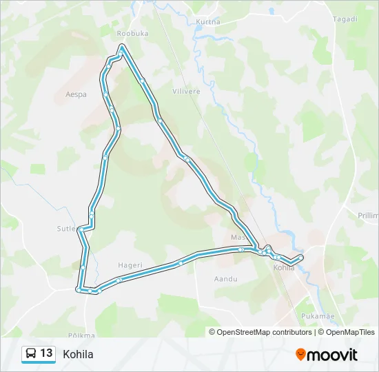 Автобус 13: карта маршрута