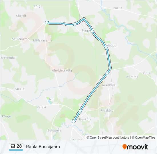 28 Bus Line Map