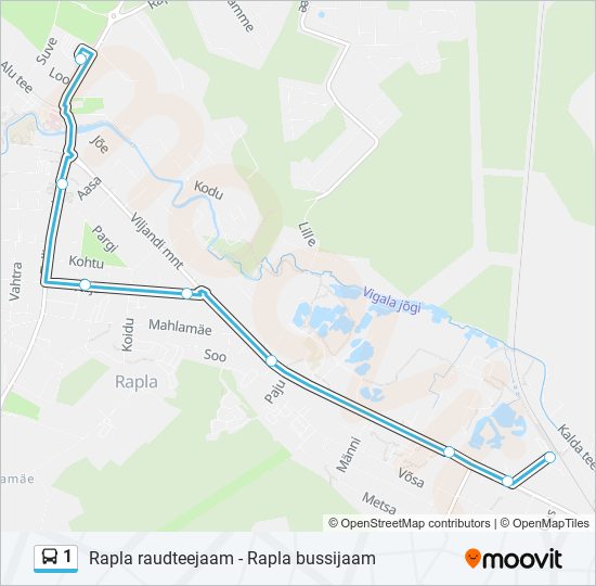 Автобус 1: карта маршрута