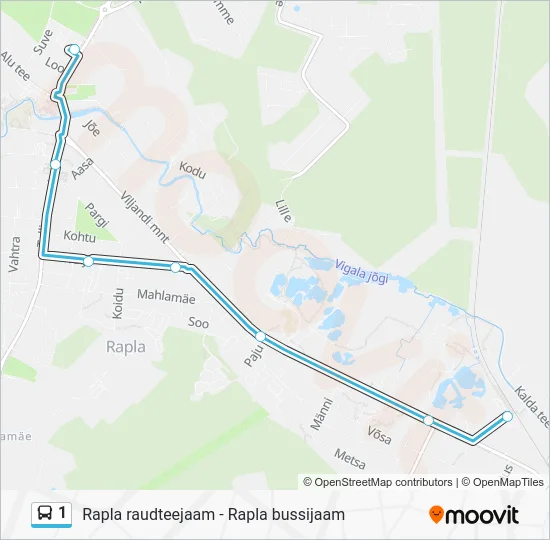 Автобус 1: карта маршрута
