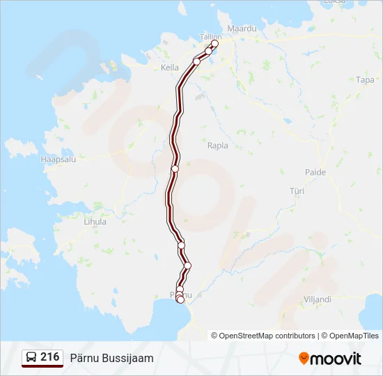 216 Bus Line Map