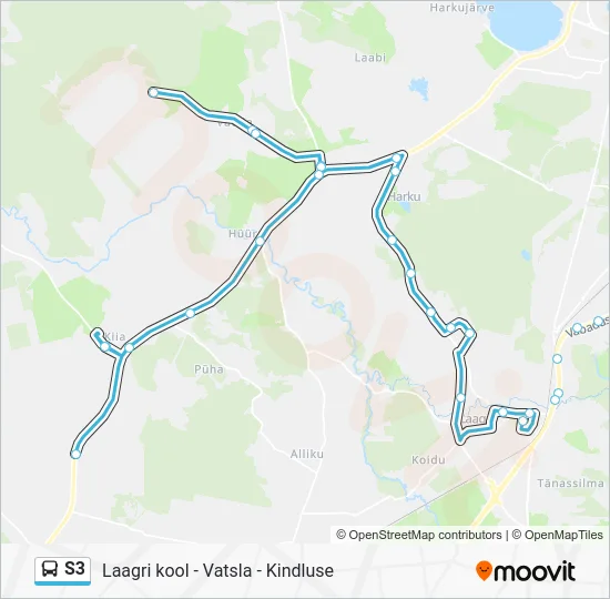 Автобус S3: карта маршрута