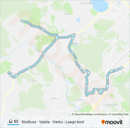 Автобус S3: карта маршрута