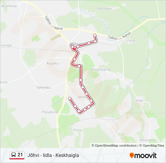 21 Bus Line Map