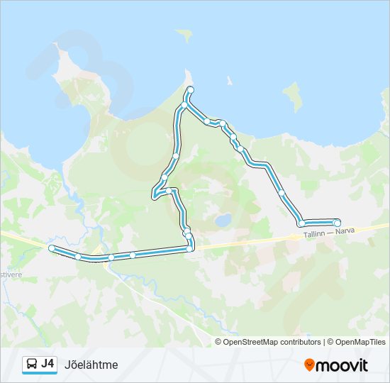 Автобус J4: карта маршрута