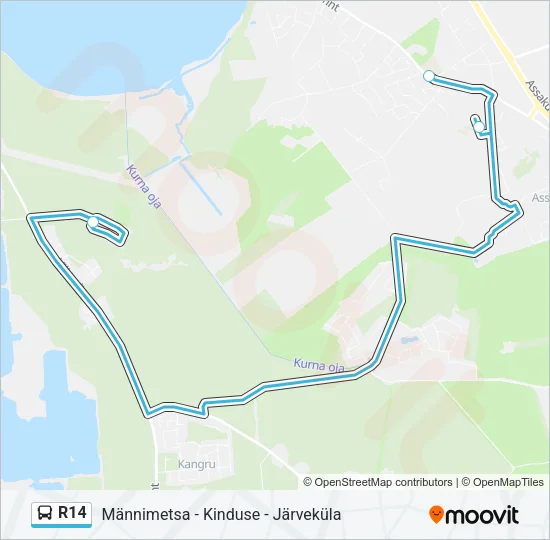 Автобус R14: карта маршрута