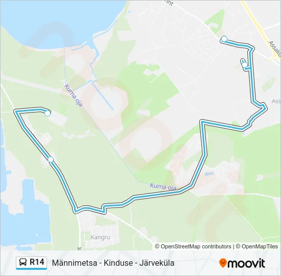 Автобус R14: карта маршрута