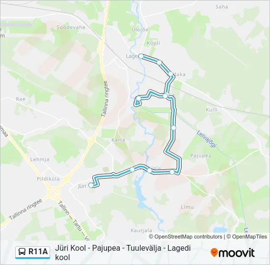 Автобус R11A: карта маршрута