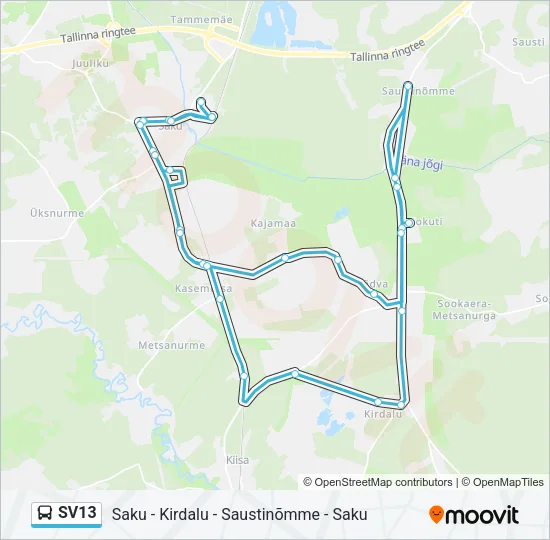 Автобус SV13: карта маршрута