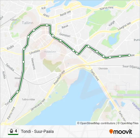 Трамвай 4: карта маршрута