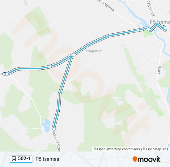 502-1 bus Line Map