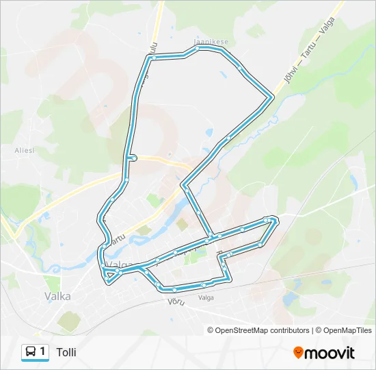 Автобус 1: карта маршрута