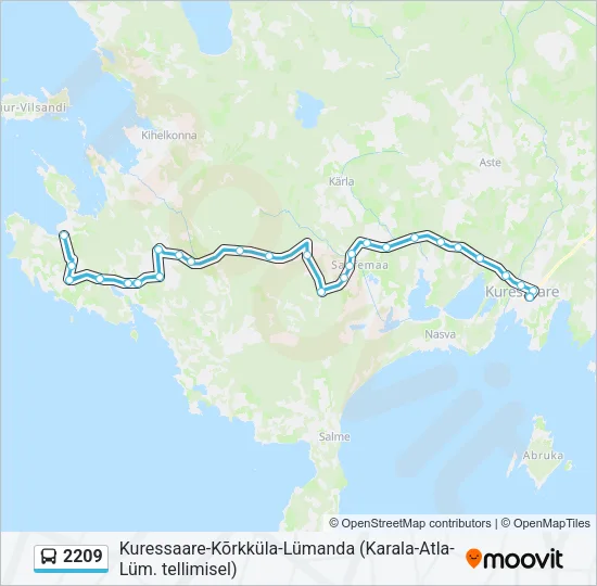 Автобус 2209: карта маршрута