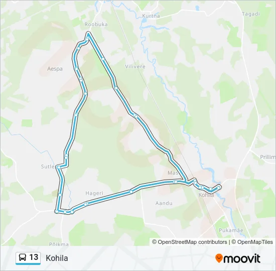 Автобус 13: карта маршрута