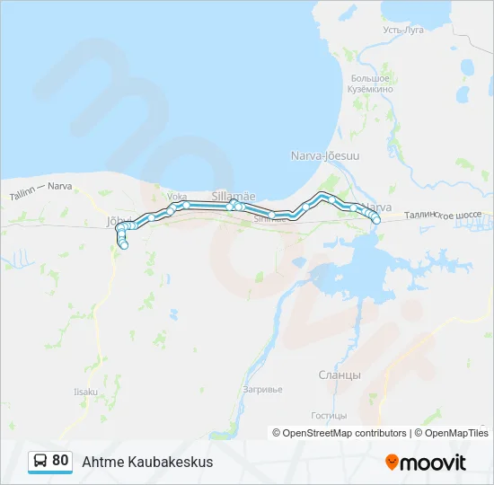 Автобус 80: карта маршрута