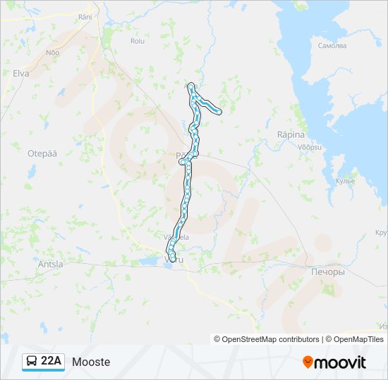 Автобус 22A: карта маршрута