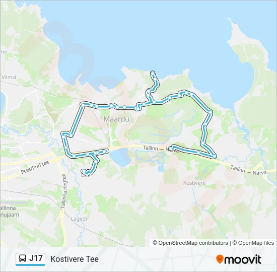 Автобус J17: карта маршрута