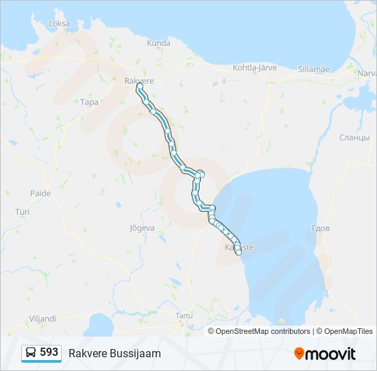 593 bus Line Map