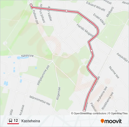 Автобус 12: карта маршрута