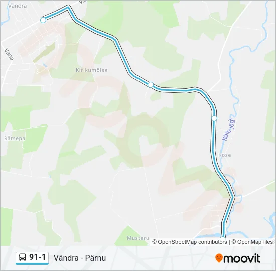 91-1 Bus Line Map