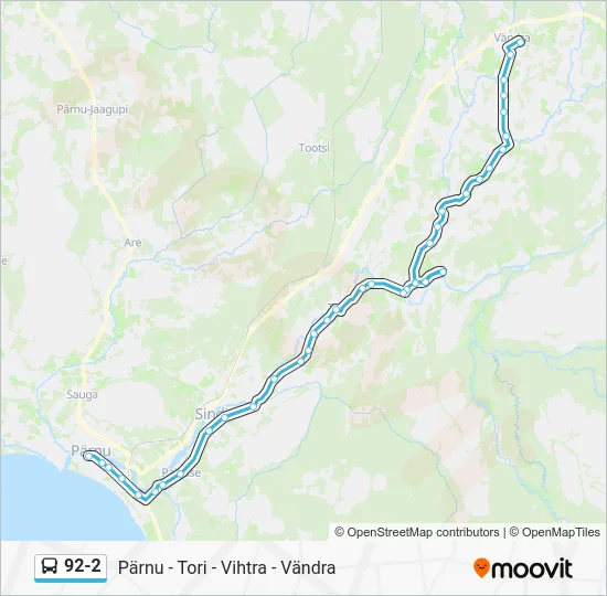 Автобус 92-2: карта маршрута