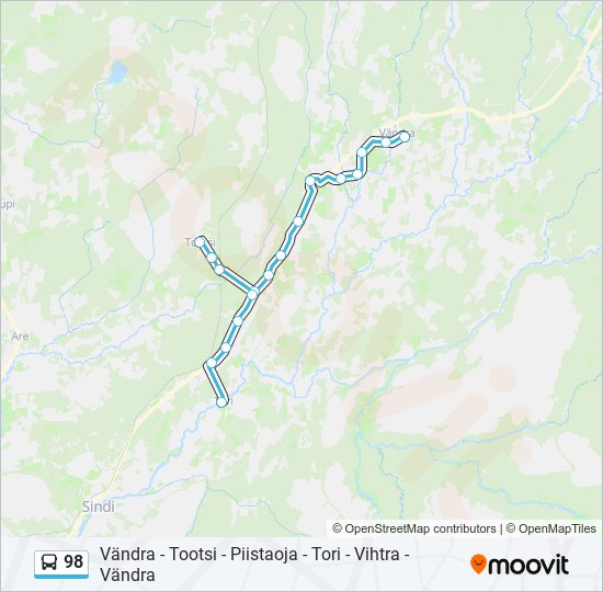 Автобус 98: карта маршрута