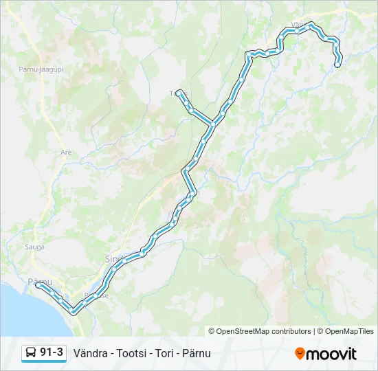 91-3 Bus Line Map