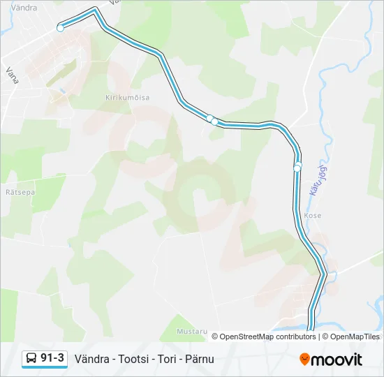 91-3 Bus Line Map