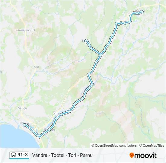 91-3 Bus Line Map