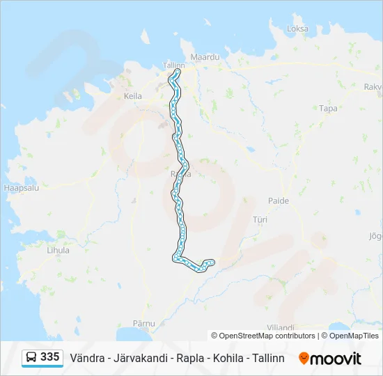 Автобус 335: карта маршрута