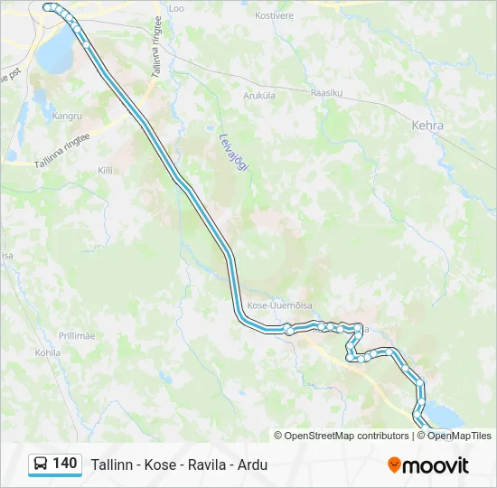 Автобус 140: карта маршрута