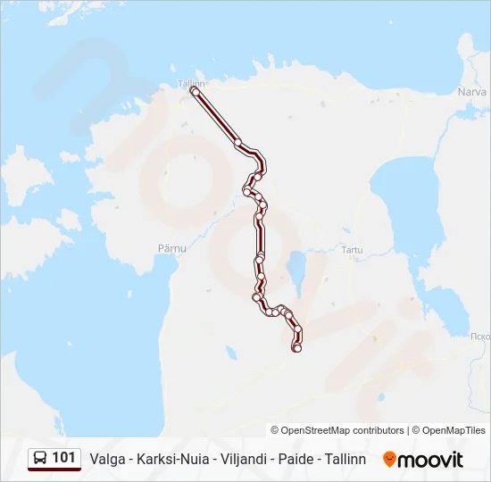 Автобус 101: карта маршрута