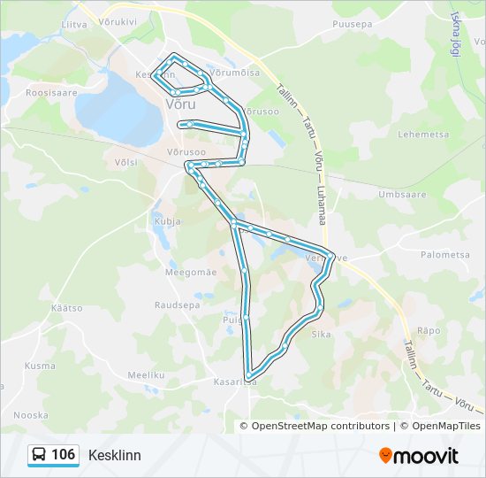 Bus 106 Route Map 106 Route: Schedules, Stops & Maps - Kesklinn (Updated)