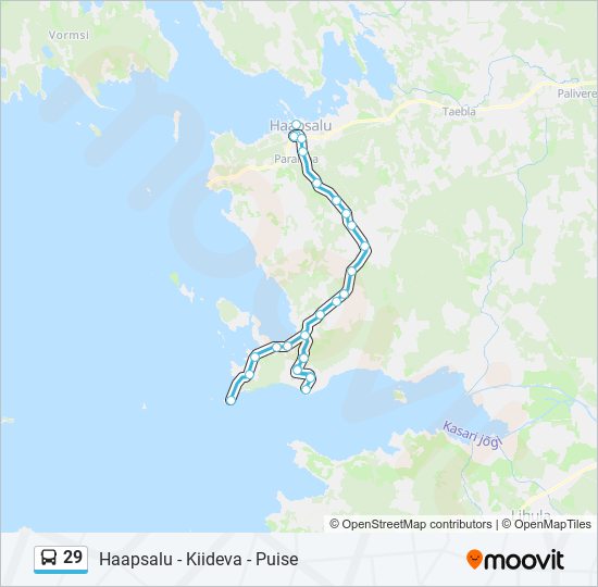 29 bus Line Map