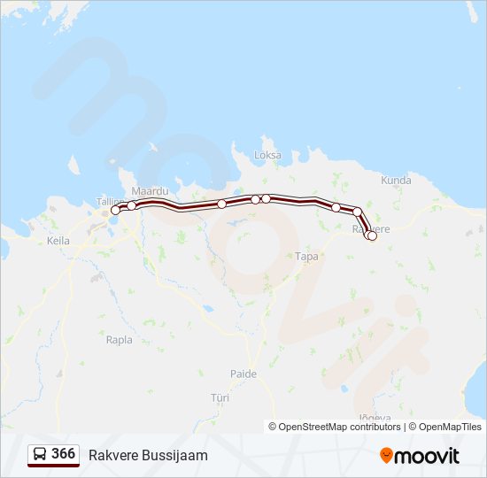 366 bus Line Map