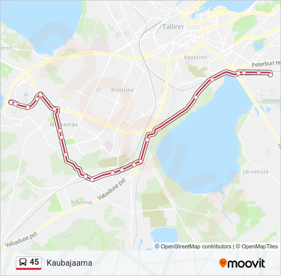 Автобус 45: карта маршрута
