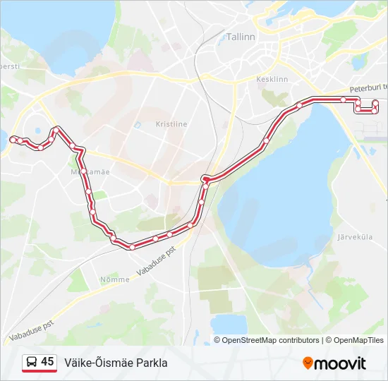 45 Bus Line Map