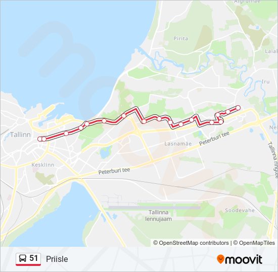 51 bus Line Map