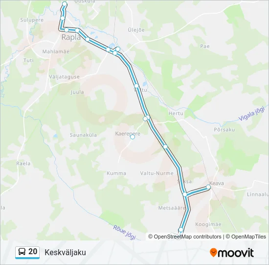 Автобус 20: карта маршрута