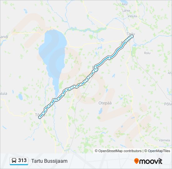 Автобус 313: карта маршрута