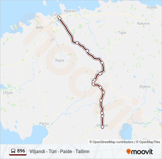 896 bus Line Map