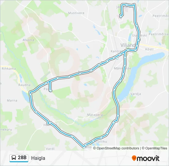 Автобус 28B: карта маршрута