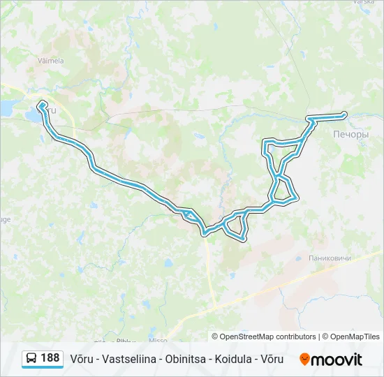 Автобус 188: карта маршрута