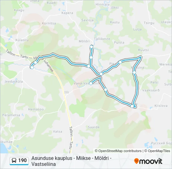 Автобус 190: карта маршрута