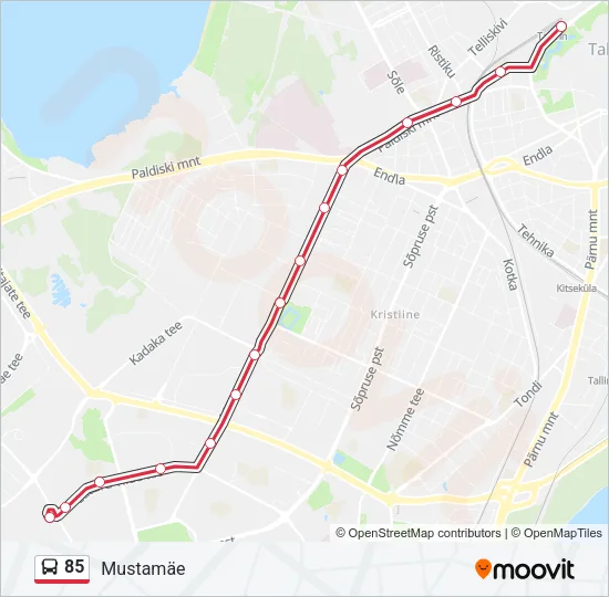 Автобус 85: карта маршрута